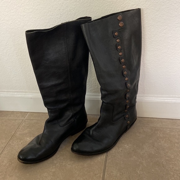 Nine West women real leather tall boots with studs size 6.5 - Picture 2 of 8